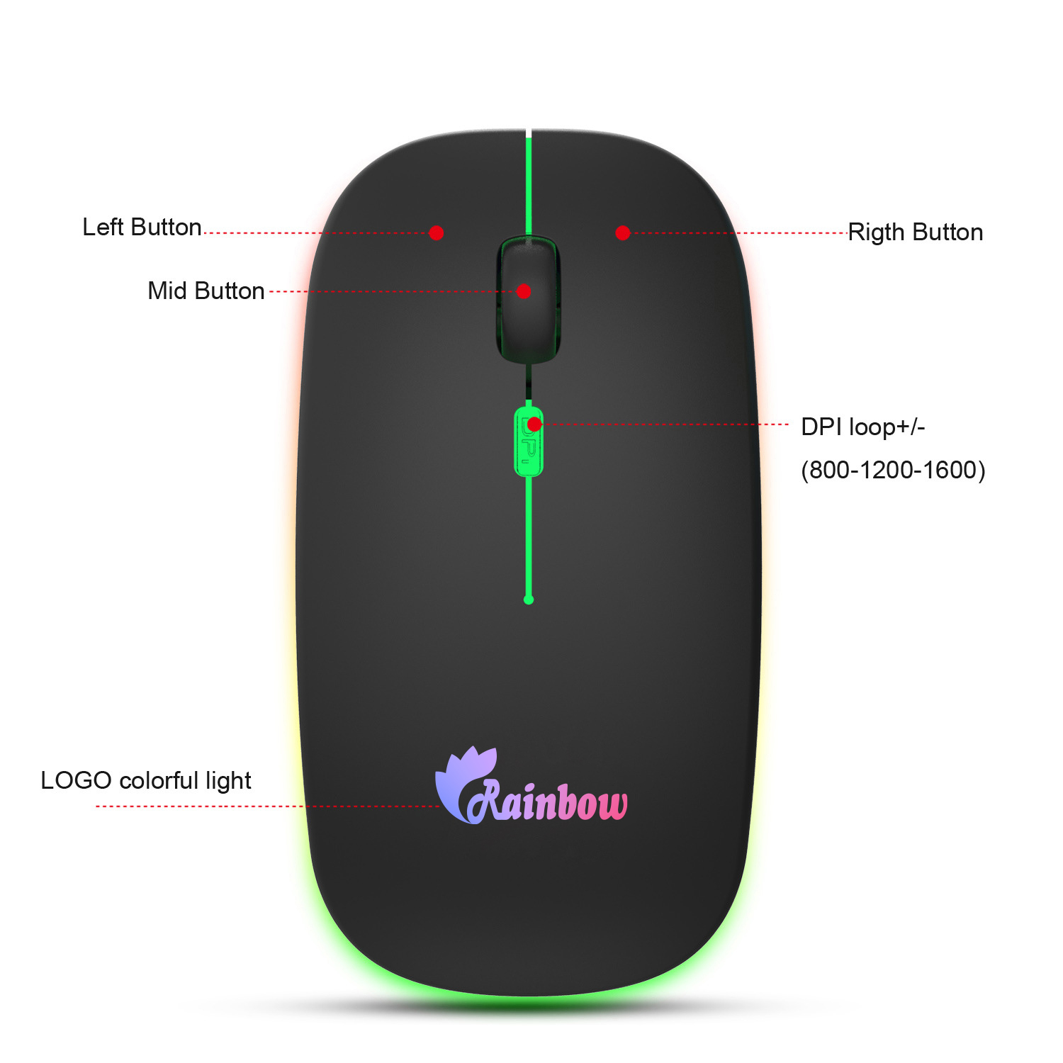 Rainbow Duel Mode Bluetooth Version Rgb Rechargeable Wireless Mouse - Effortless Wireless Connectivity For Gaming Enthusiasts. 