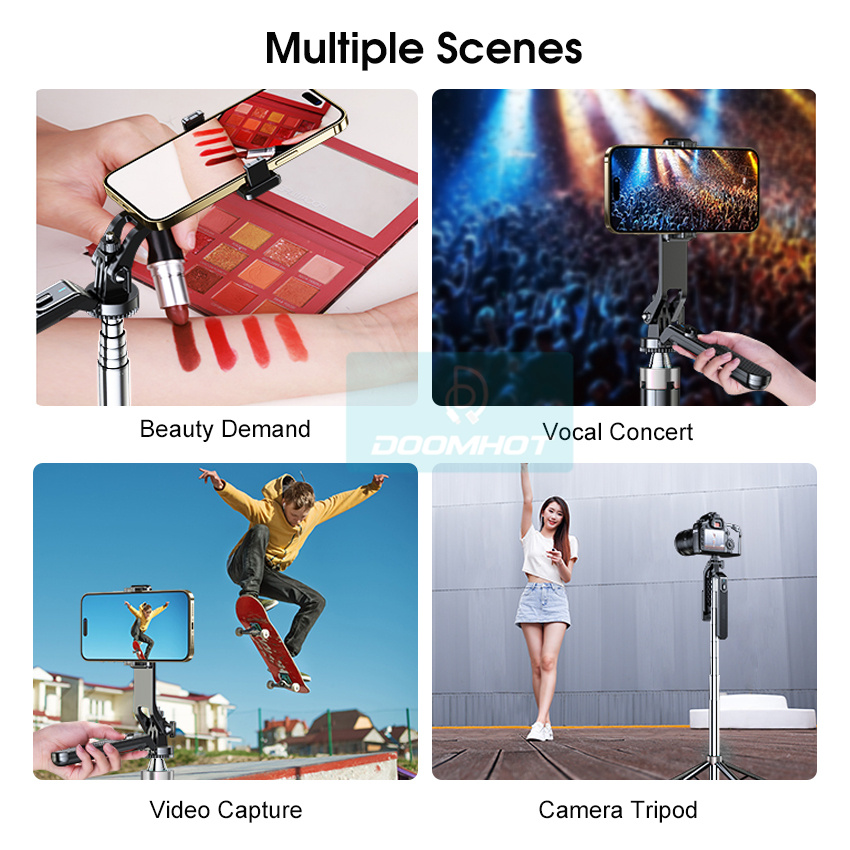 Doomhot Phone Holder Stabilizer 1.8M Camera Stabilizer Reinforced Four-Leg Ultra-Stable Tripod Live Self-Timer Automatic Balance Selfie Stick Tripod With Bluetooth Remote. 