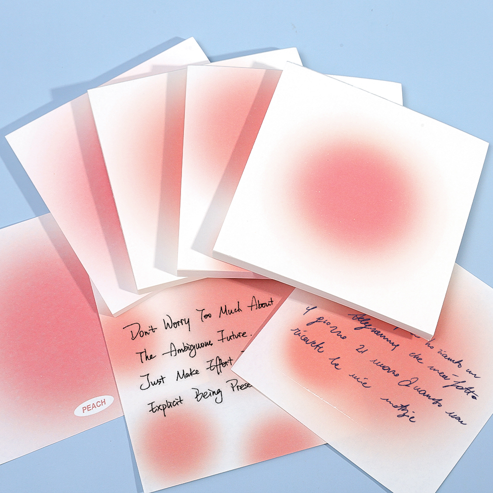 50 Sheets/Book Artistic Fancy Gradient Color Memo Pads Cute Kawaii Pink Sticky Notes Post Hand Account Notepads Aesthetic Stationery Gift