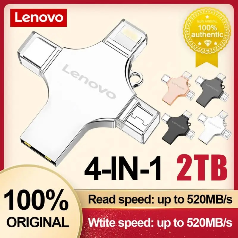 Lenovo OTG Pen Drive 2TB Pendrive Type C USB Flash Drives 4 In 1 Mobile Phone Memory Stick Usb Key 3.0 High Speed Usb Key Type C