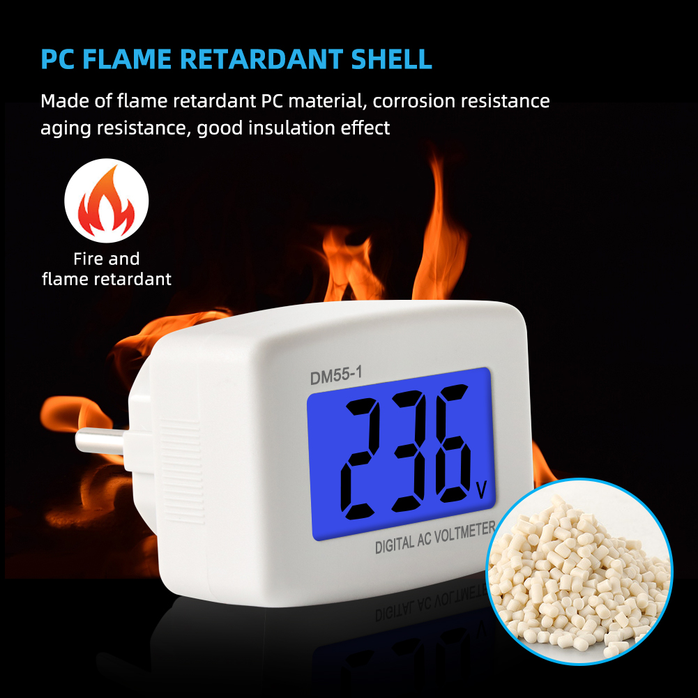YIERYI DM55-1 Tester Plug-in Voltmeter 110V-300V Digital Voltmeter EU Plug. 