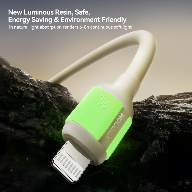 JOYROOM S-A53 Fluorescent Series 30W Type-C to 8 Pin Fast Charging Data Cable, Length: 4ft. 