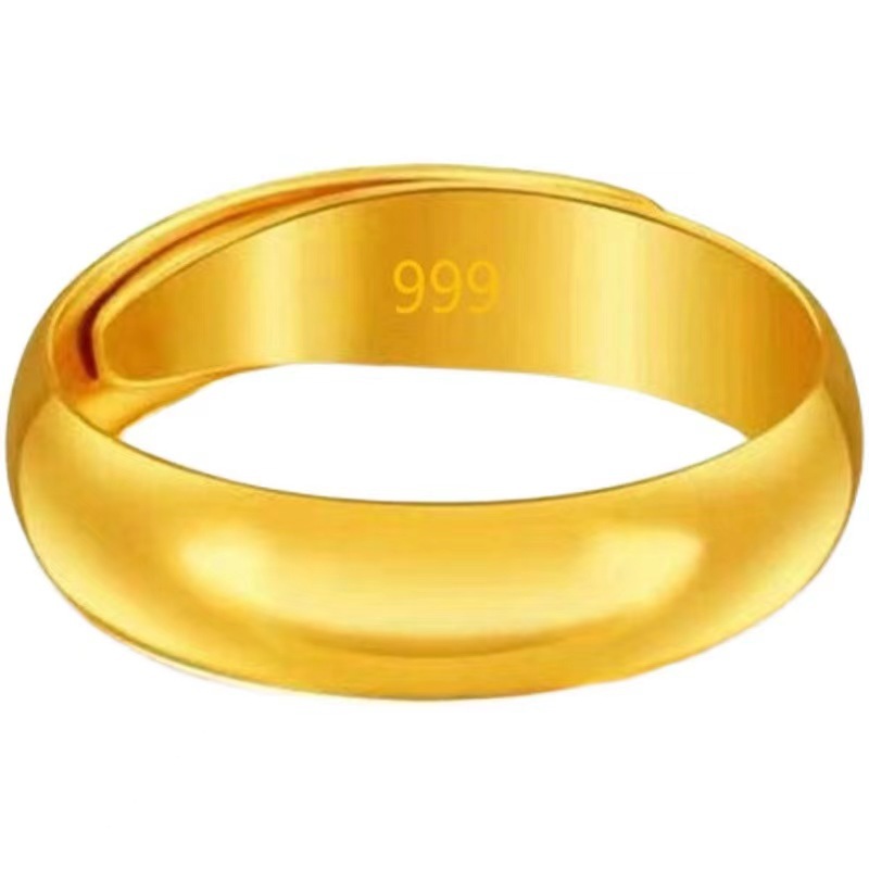 Vietnamese sand gold ring, men's smooth ring, wedding ring, men's and women's ring, fashionable euro currency simple couple ring live source