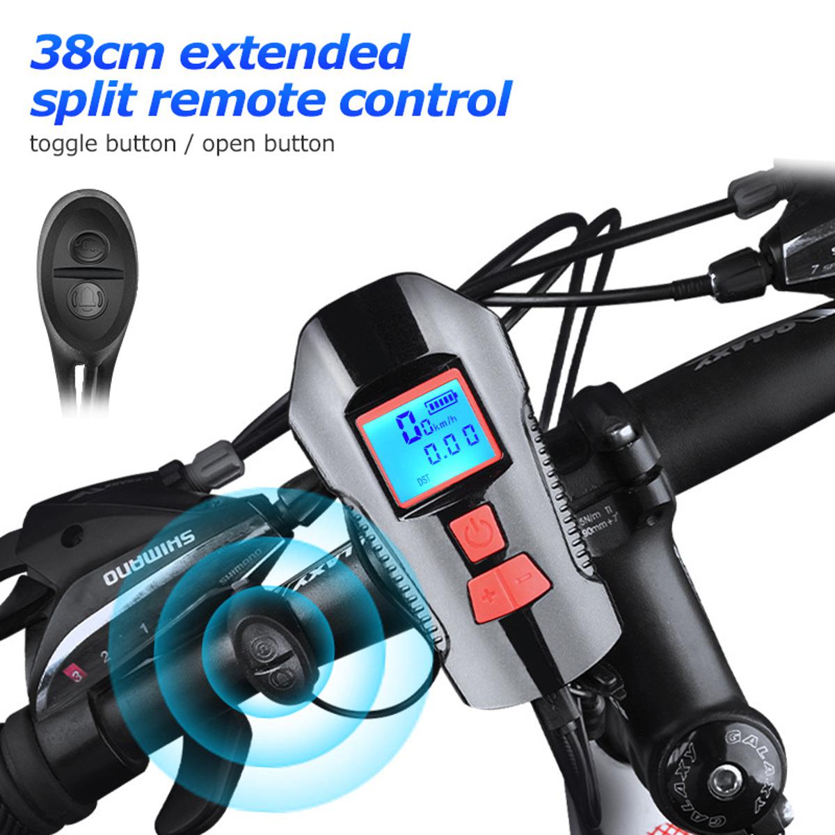 Waterproof Bicycle Light USB Charging Bike Front Light Flashlight Handlebar Cycling Head Light w/ Horn Speed Meter LCD Screen. 
