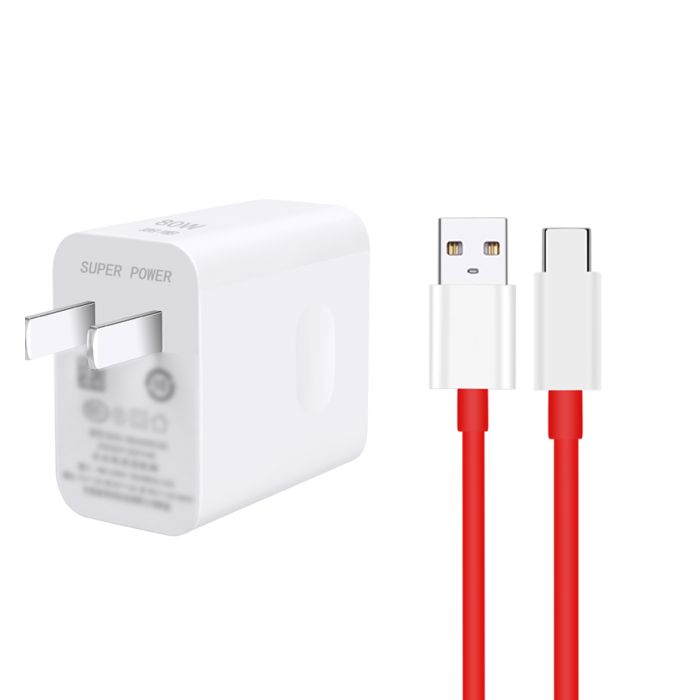 OnePlus 80W SuperVOOC Charger with 6A Fast Charging USB Type-C Cable for OnePlus 10, 9, 8 Pro, 9R, Nord N10 5G. 