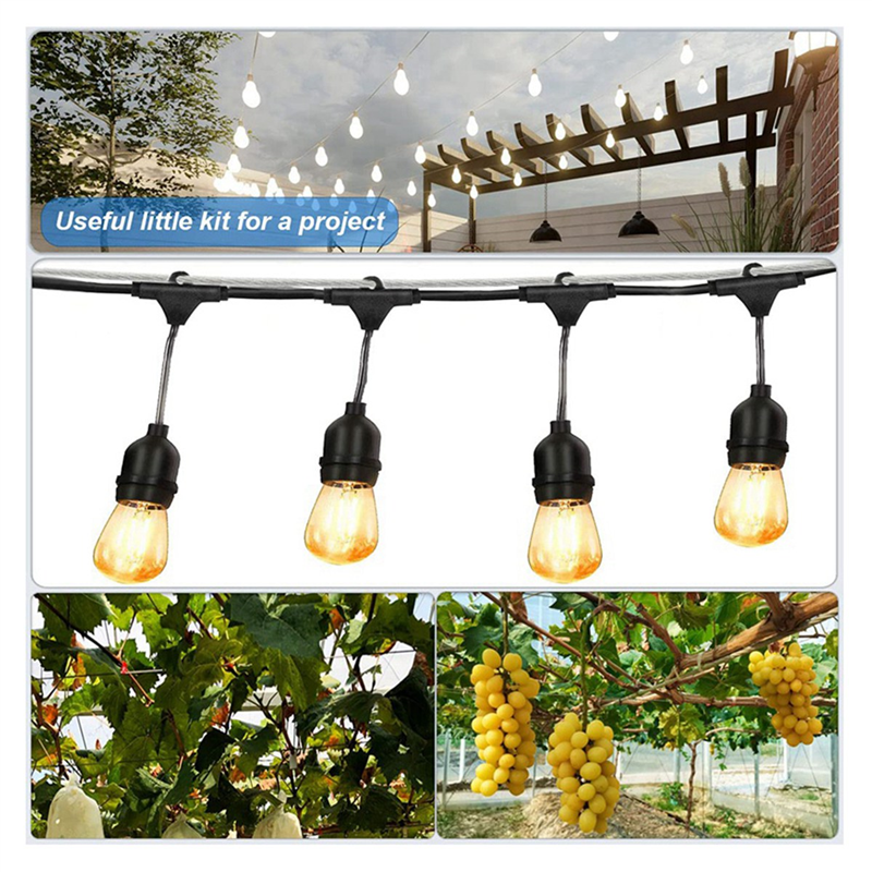 Stainless Steel String Light Hanging Kit Coated Wire Rope with Turnbuckles and Hooks for Deck Railing System Climbing Plants. 