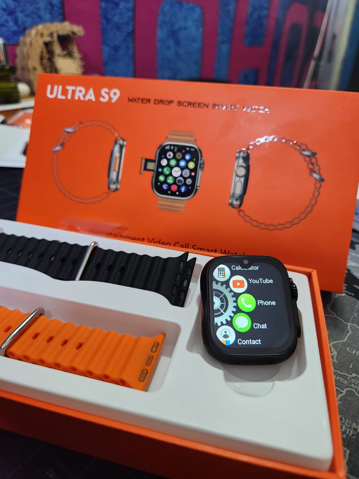 Ultra S9 Android 5g Smartwatch With Dual Camera 4GB/64GB – (Body Color-Golden with double Straps). 