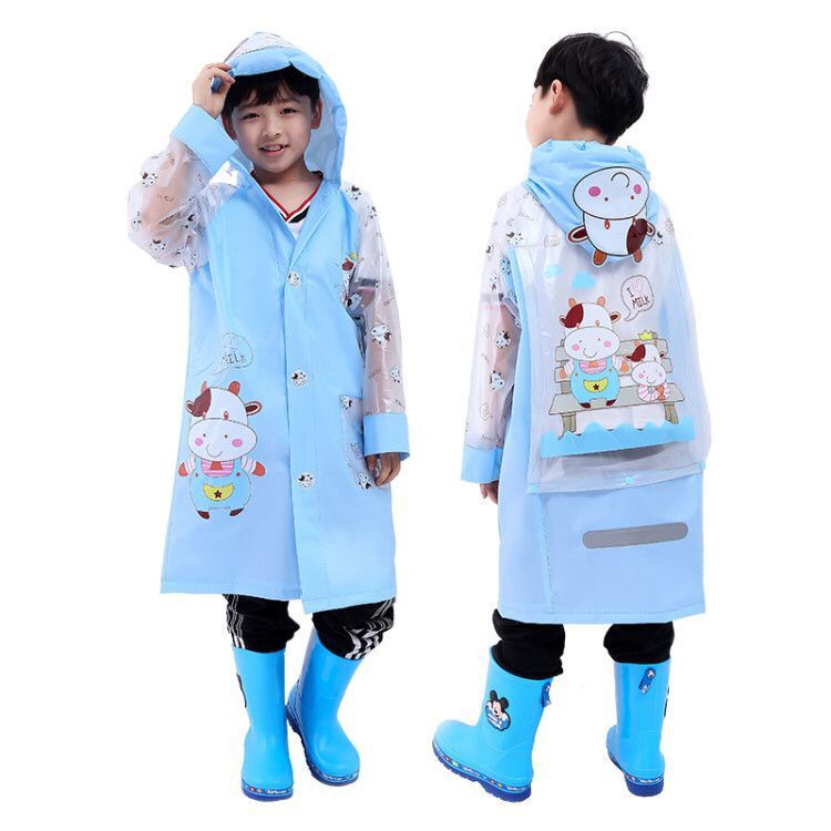 Factory Direct Batch 2020 New Children's School Bag Raincoat with Rucksack PVC Thickened Cartoon Print Poncho. 