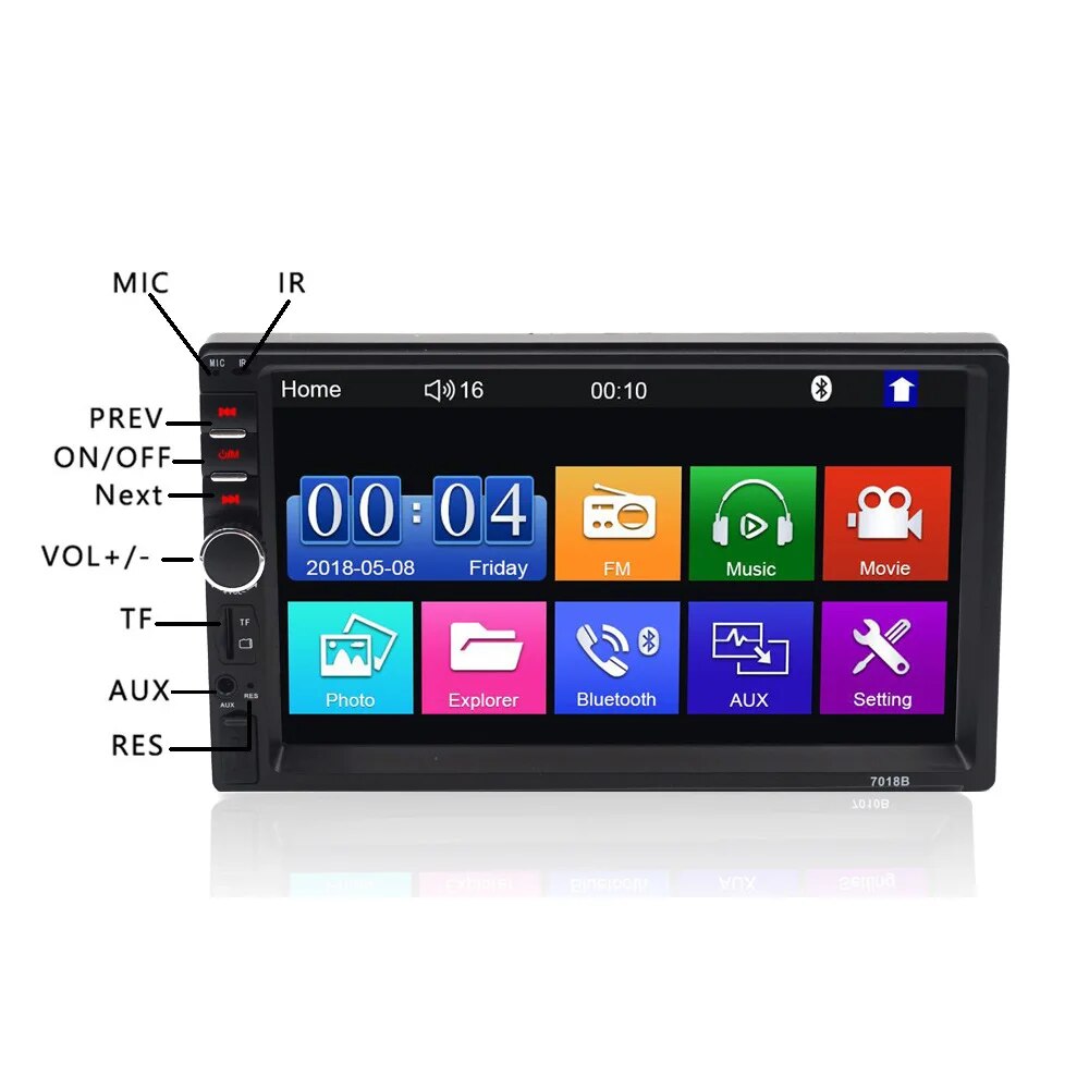 2 din Car MP5 Player USB Bluetooth 7018B Short Body Touch Screen Car Stereo 7 HD Multimedia Player Rear View Camera Input. 