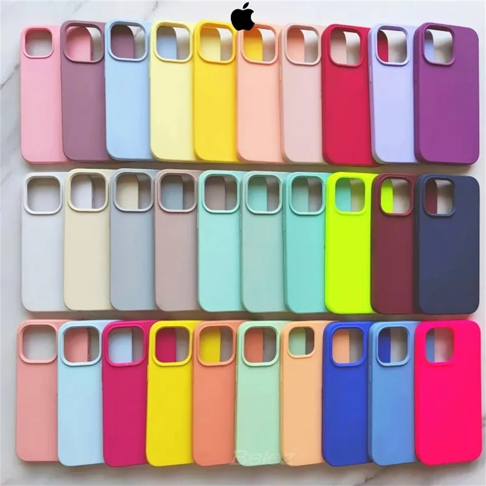 Luxury Original Silicone Cases for Apple iPhone 13, Official Case, Full Cover for iPhone 15 Plus, 14, 13, 11, 12 Pro Max. 