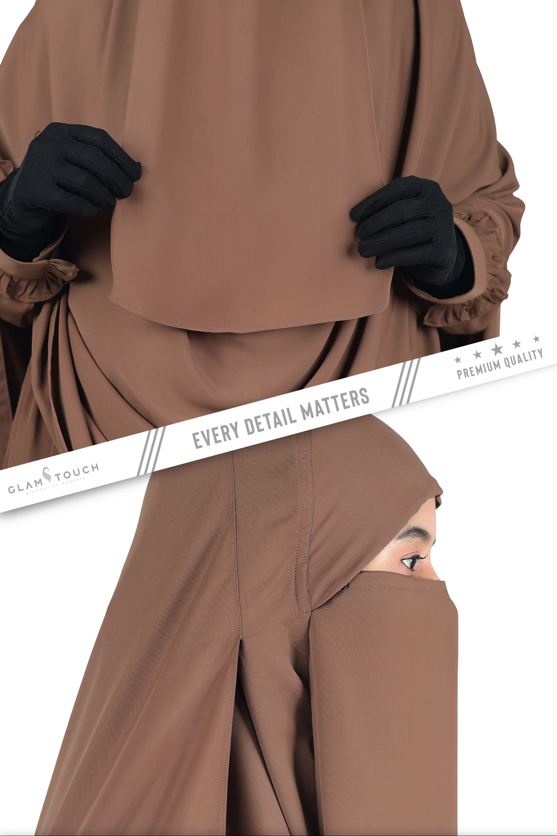 Glam Touch Extra Coverage One Loop Ready Hijab Set. 