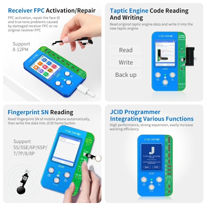 JC V1SE Wifi Programmer for iPAD /iPhone X 11 12 13 Mini 14 15PM Original Color Touch Shock Rear Camera Face ID Battery Repair. 