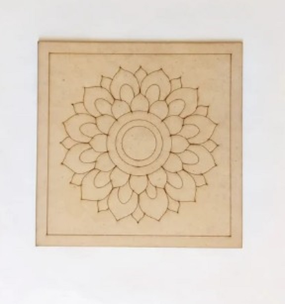 Mandala Round Cut Out 1 pic Marked Wooden MDF Boards Art and Craft Painting Cutout DIY Work Work Home, Decor Artistic (8x8  Inch). 