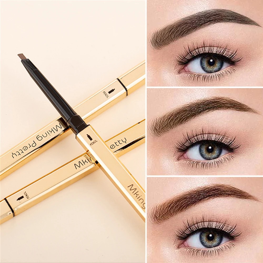 Makeup Eyebrow Pencil Small Gold Bar Eyebrow Pencil Double-ended Small Triangular Machete Fine Eyebrow Pencil Double-ended Eyebrow Pencil Sweat-proof and Natural