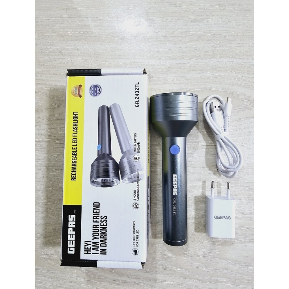 Geepas GFL-2432TL Rechargable LED Flashlight Torch Light. 