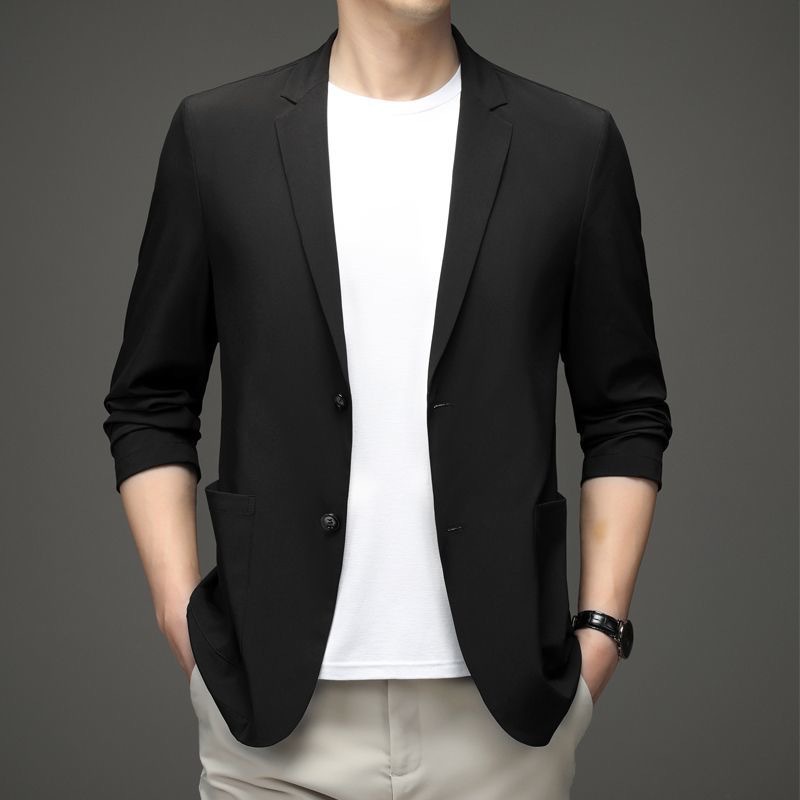 2023 Summer Thin Mens Blazer Jacket High Quality Men's Fashion Casual Ice Silk Breathable Suit Jacket Wedding Suits for Men 4XL Wearhouse. 