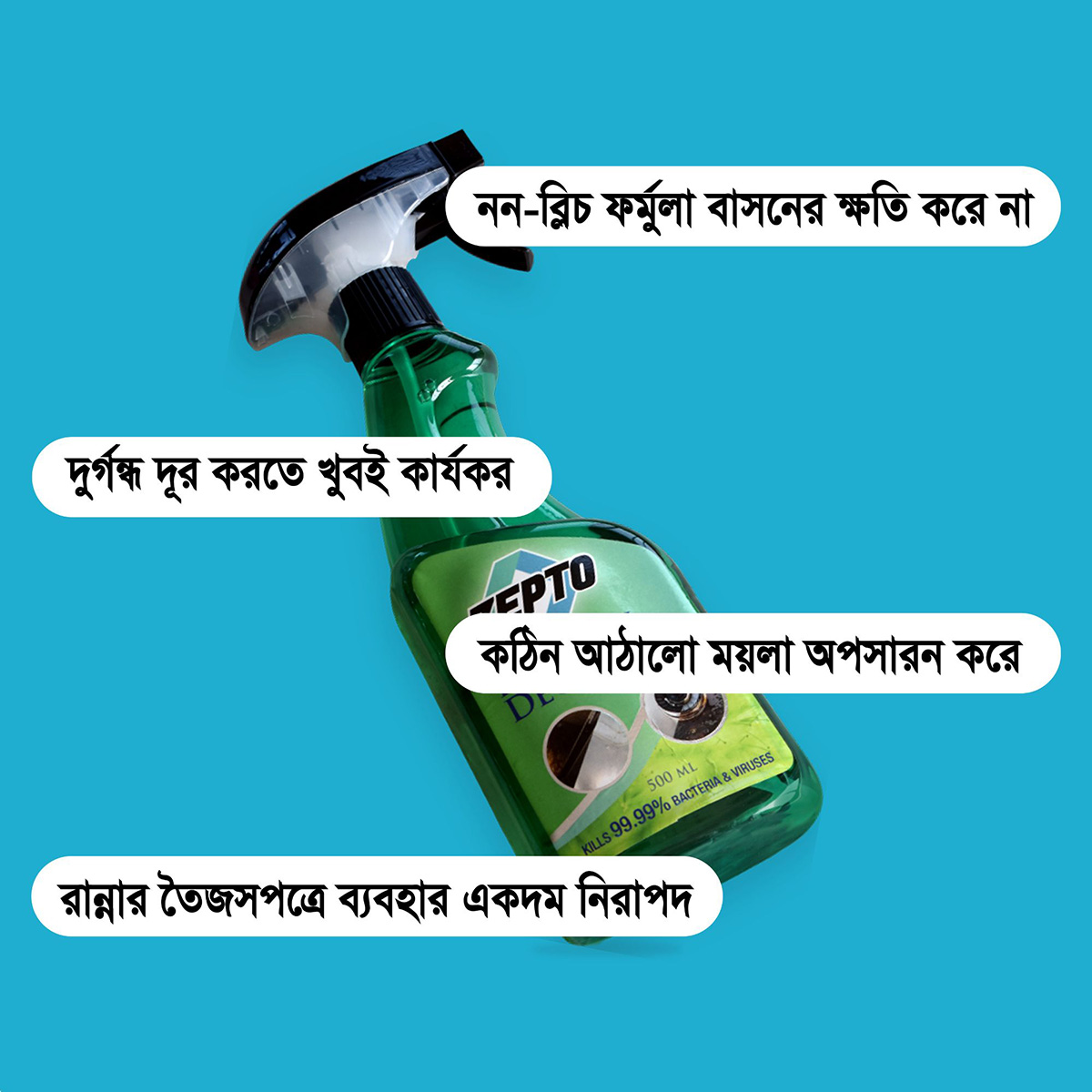 Zepto Kitchen Degreaser & Kitchen Cleaner Spray - 500ml. 