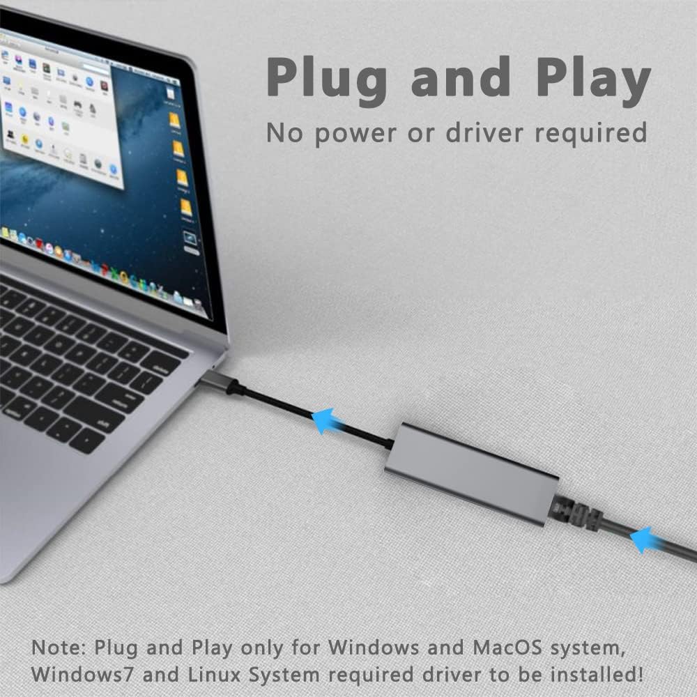 2.5 Gigabit Ethernet Adapter Type-C USB 3.0 To RJ45 LAN Cat8 Cable 2500Mbps High Speed Rtl8156b Network Card for NAS Laptop PC. 