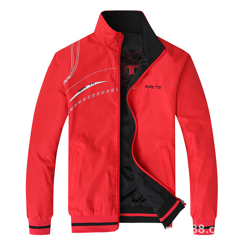Red Festive Red Clothes New in Spring and Autumn Ran Tu Sports Reversible Jacket Coat plus Size Thin Unlined Coat Men. 