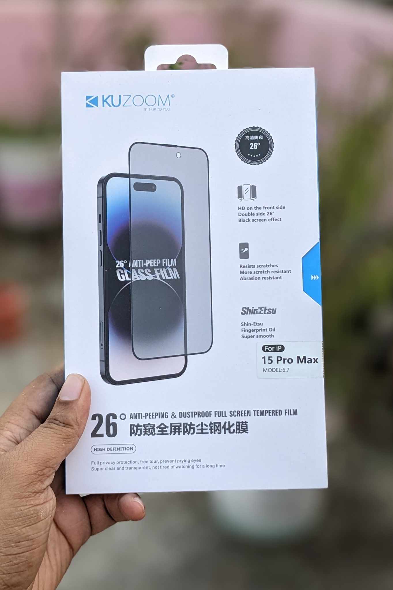 KUZOOM 3D Screen Protector for iPhone Anti-Scratch Full Coverage Glass with HD Clarity for Enhanced Viewing. 