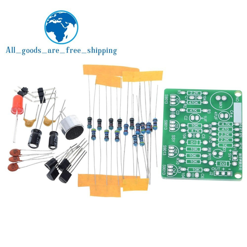 TZT Electronic Acoustic Clap Control Switch DIY Kit Sound Sensor Electronic Circuit DIY Suit Integrated PCB Module
