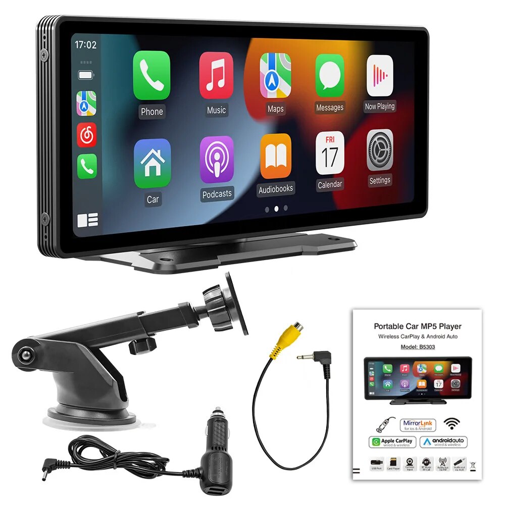 BOENAKI 10.26 Inch Car Wireless MP5 Player Touch Screen Stereo Radio Carplay Android Auto MirrorLink Multimedia Video Monitor. 