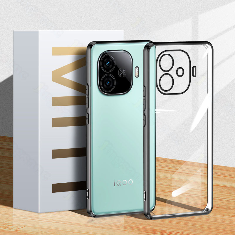 For VIVO IQOO Z9 5G/iQOO Z9 Turbo Phone Case Soft Silicone TPU Electroplating Clear Lens Protection Back Cover A26-1. 