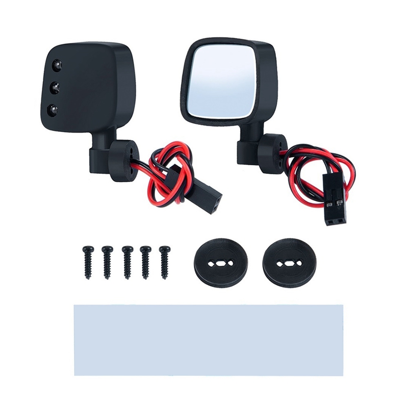 Rearview Mirror with LED Lights for 1/10 Axial SCX10 II III RC Car. 