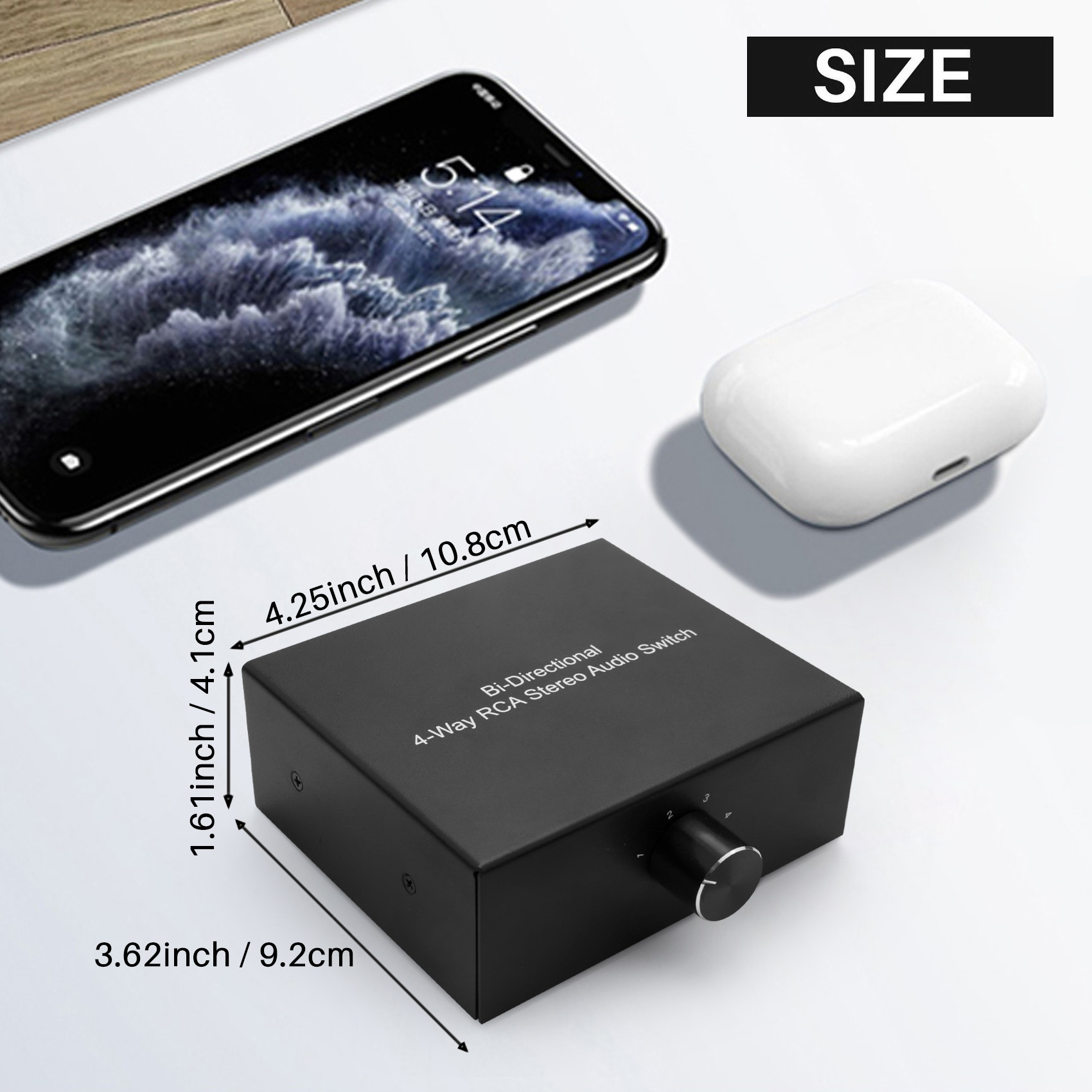 4 Way Bi-Directional Stereo Audio Switch L/R Jack Audio Switcher. 