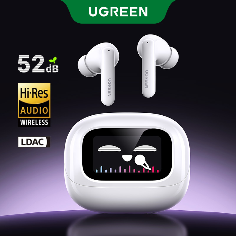 UGREEN T6 Magic Hi-Res Bluetooth Earphones ANC Active Noise Cancelling 52dB Touch Screen Wireless In-Ear Sports Suitable for iPhone 16 Pro Max