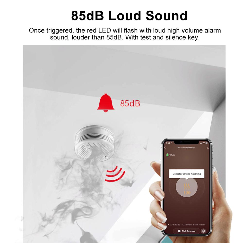 Wifi Smart Smoke Detector Fire Alarm Sensor Wireless Security System Smart Life Tuya APP Control. 