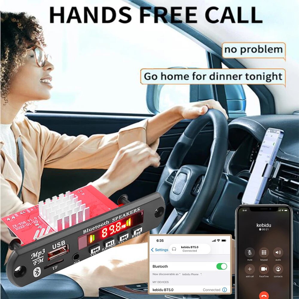 120W Amplifier Bluetooth 5.0 MP3 Decoder Board DC 8V-24V MP3 Player Car Music FM Radio Module with Remote Control For Speaker. 