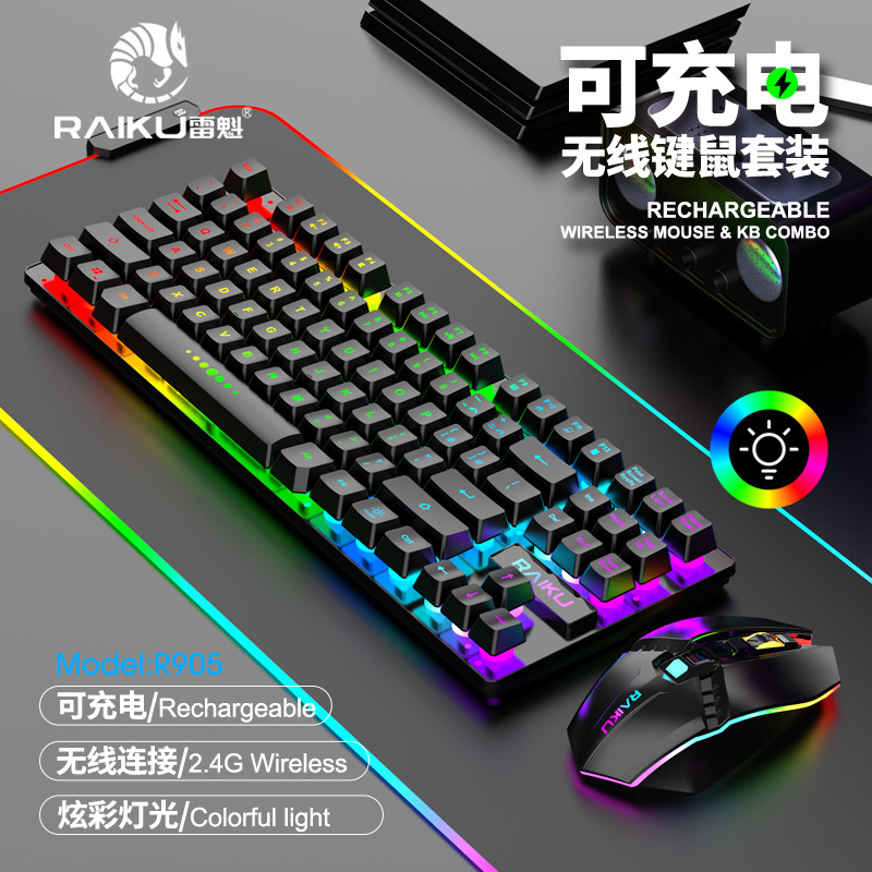 RAYKU R905 Wireless Charging Keyboard & Mouse Combo Game Glowing Keyboard & Mouse Combo ebay Amazon