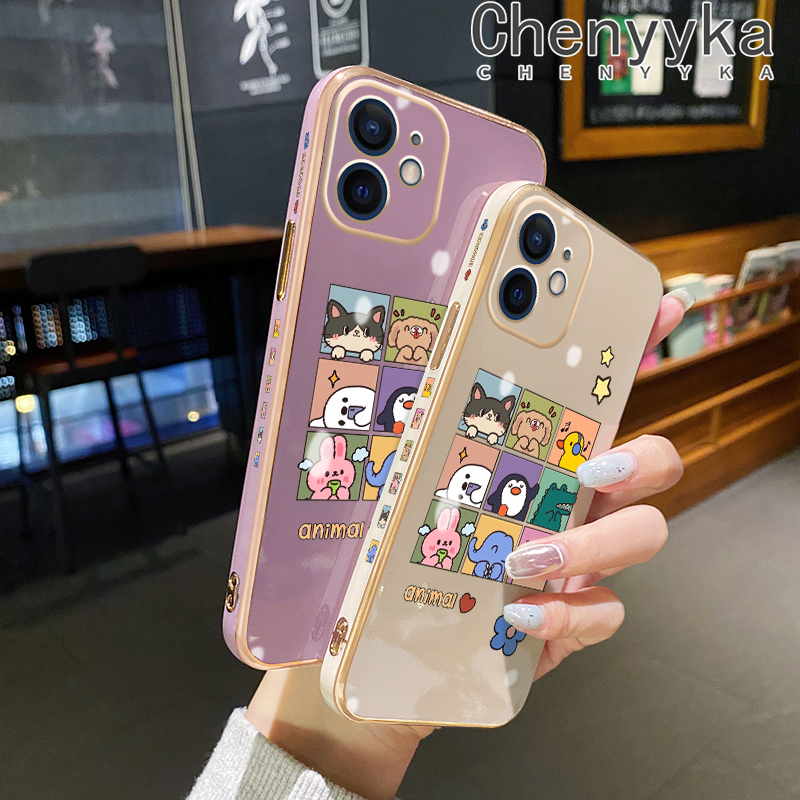 Chenyyka Case For iPhone 6 6s 6 Plus 6s Plus Case Cartoon Cute Animal Pattern New Design Luxury Plating Phone Cases Side Edge Pattern Shockproof Soft Case Full Cover Camera Protection Case. 