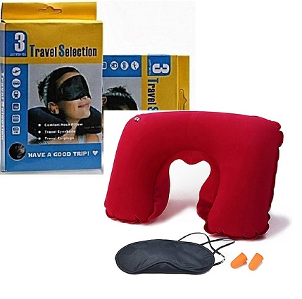 3 In 1 Travel Set - Neck Pillow, Eye Mask and Ear Plug