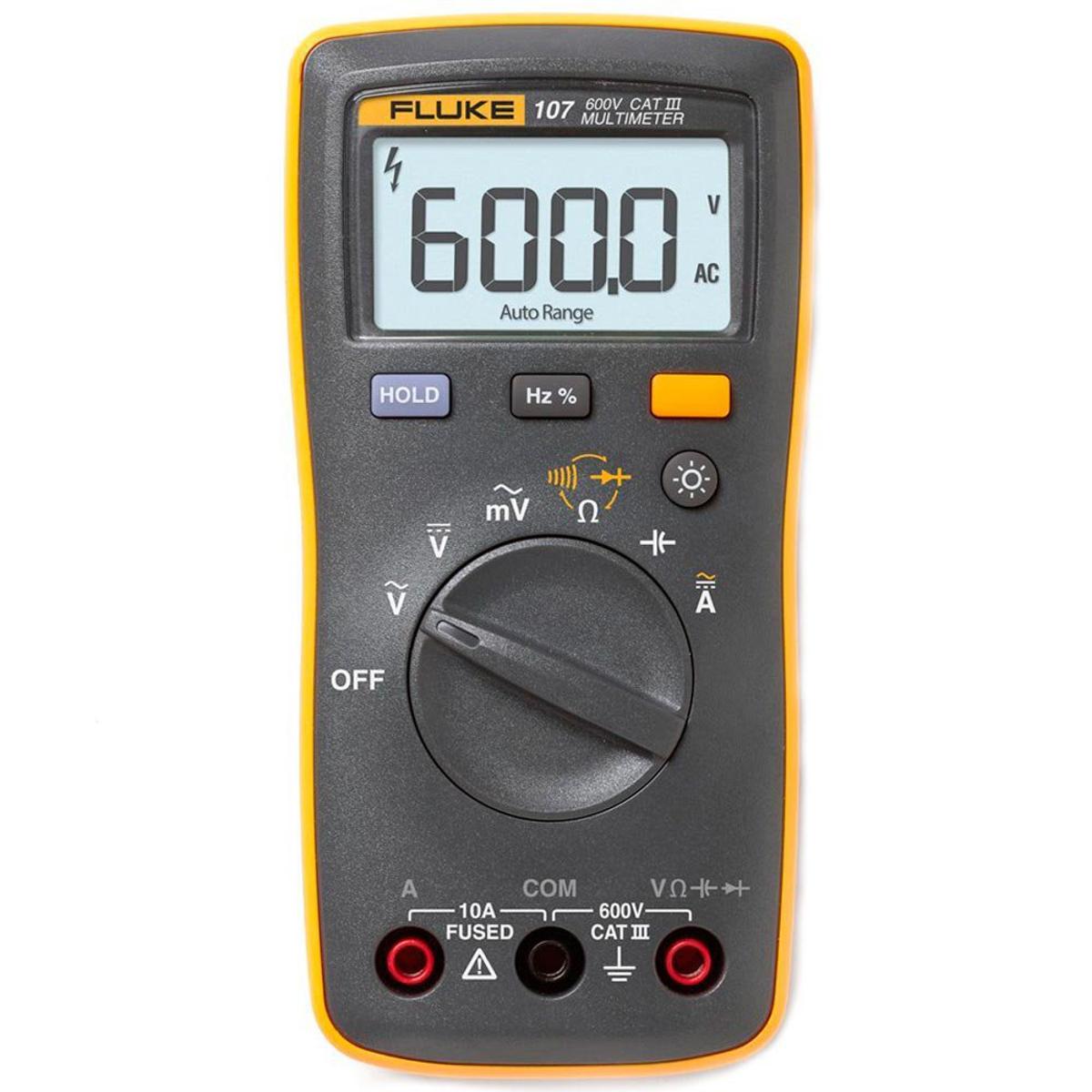 FLUKE 107 Multimeter AC/DC Current Handheld Palm-sized Pocket Multimeter, CAT III Digital Model: 107 - Kings Trading