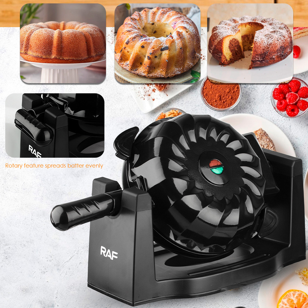 GC Household Cake Machine, Stainless Steel Rotating Cake Maker With Non-stick Plate, 1800W Even Heating, Locking And Cool Touch Handles, For Commercial Use, EU Plug. 