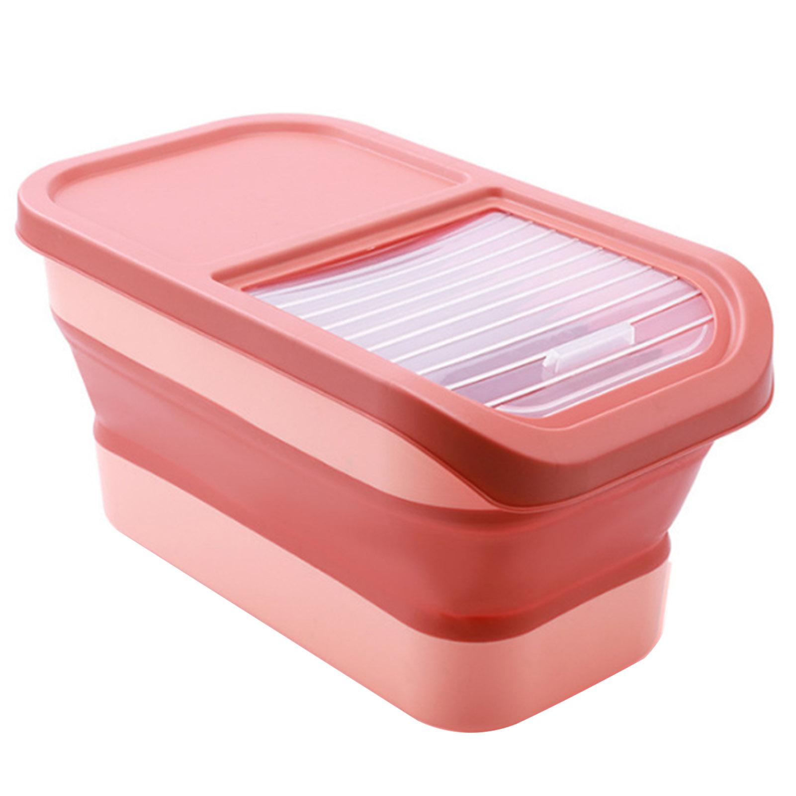 Rice Bin Large Capity Rice Storage Box with Measu g Cup Dustproof Moisture-proof Container for Ce Beads er Foldable Design with Transparent Sliding Lid Rice Storage Container