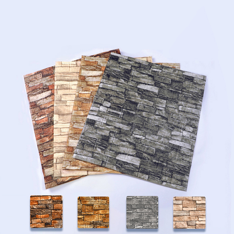 12Pcs 35*30cm High Quality 3D Foam Wall Panel Brick Retro Wallpaper Ceiling Self Adhesive Wallpanel Background Home Decoration. 