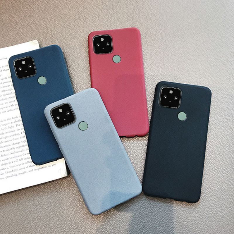 Tokifu For Google Pixel 5 Back Cover Matte Simple Solid Color Soft Silicone TPU Case. 