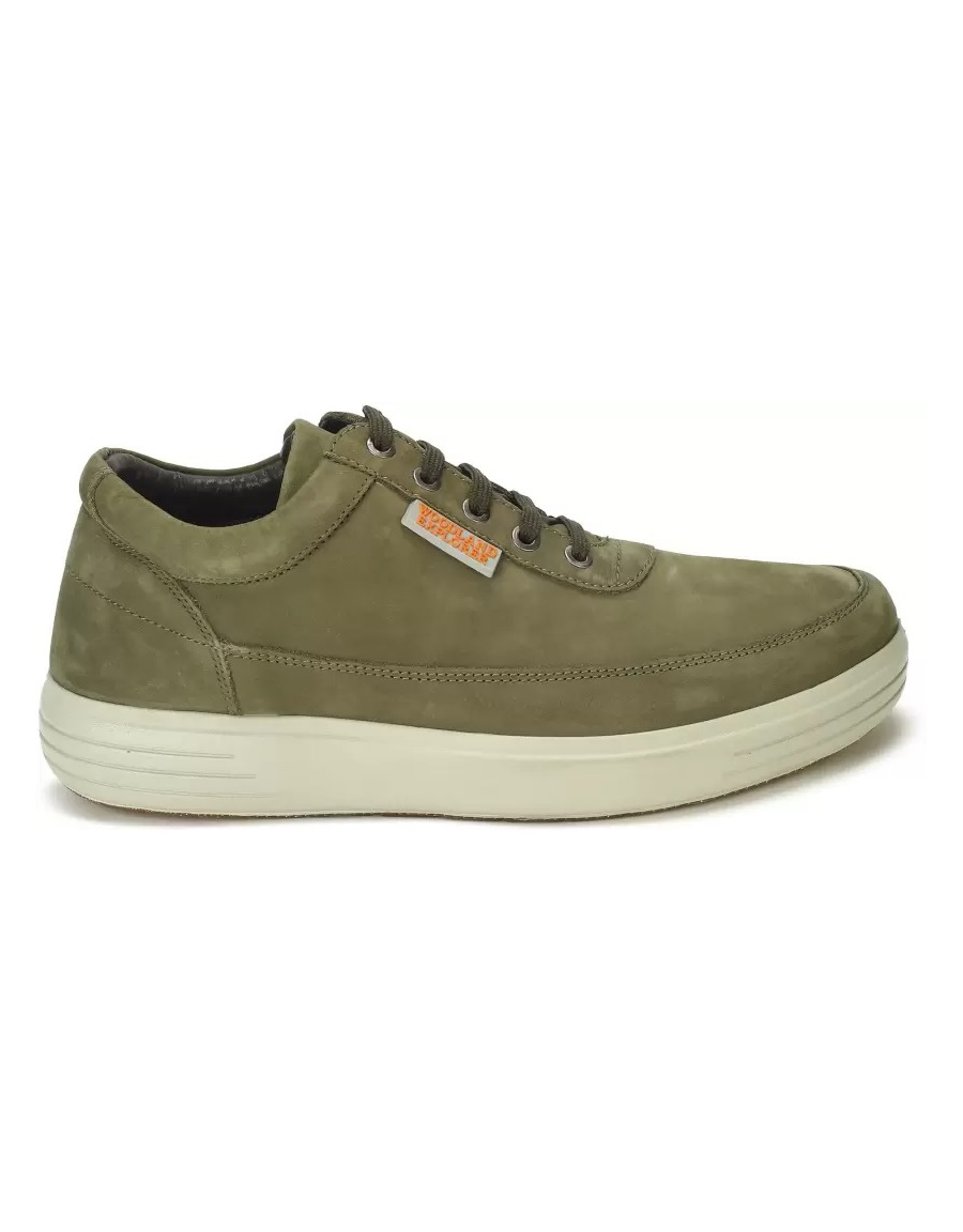 Woodland Men Nubuck Leather Sneakers - 3237119 Olive Green - Shoes. 