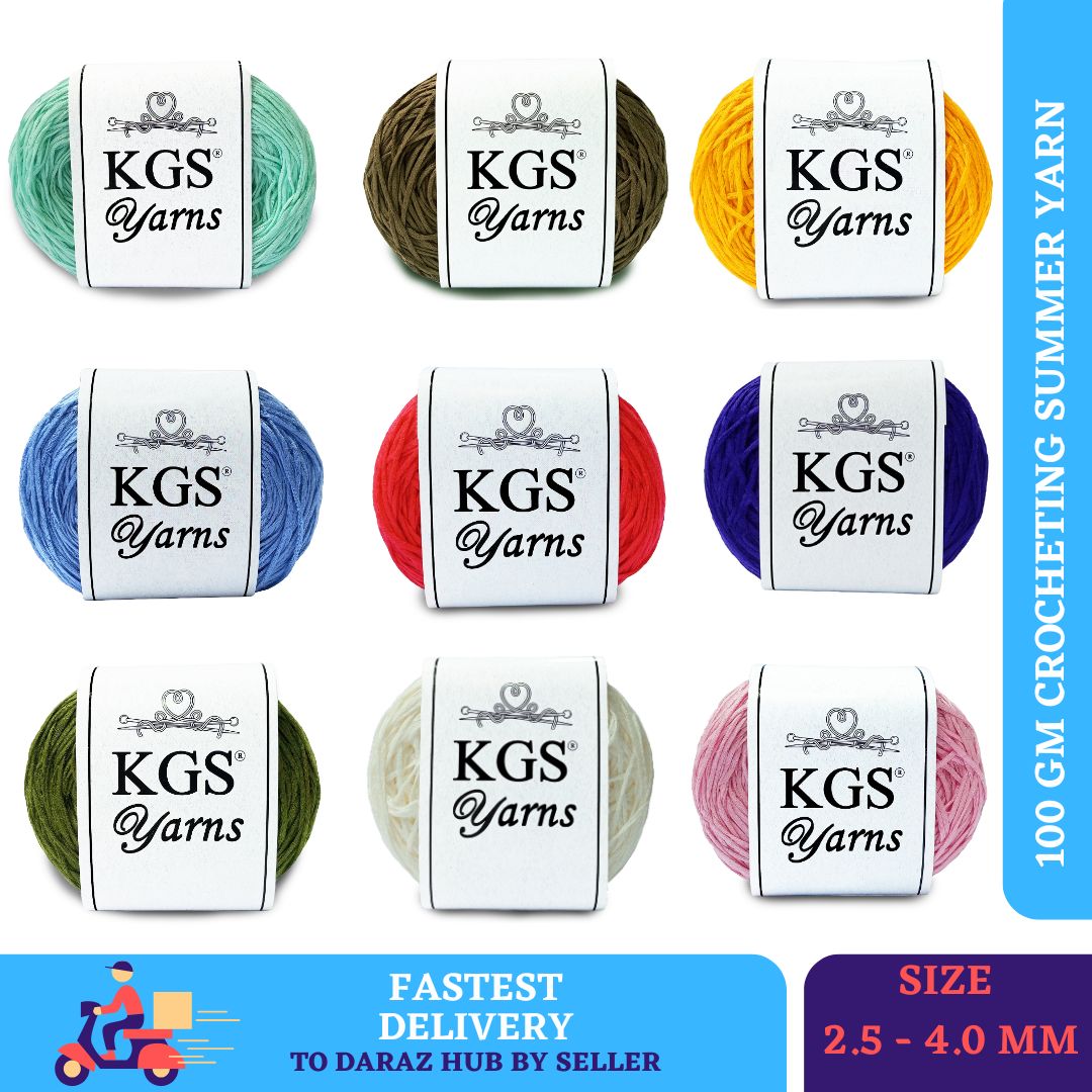 KGS Summer Yarn | 100 gm Crocheting Summer Yarn | Medium Thickness Hook Size 2.5 - 4.0 mm | Soft and Comfortable Yarn