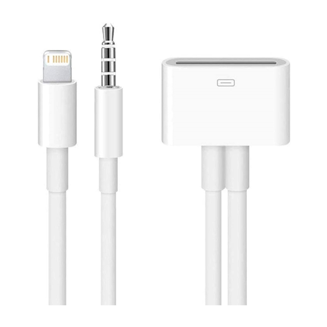 【2023】 Lightning to 30 Pin Adapter 3.5mm AUX Audio Port Support Charging Data Transmission for iPhone 6 6 Plus 5s 5c 5 4s 4 iPad iPod