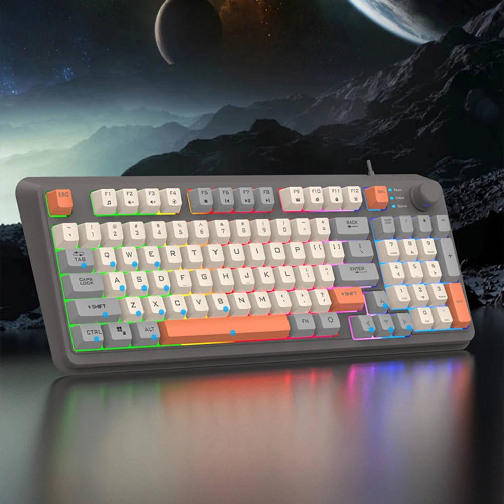 K82 Gaming Keyboard 94 Keys Portable Wired Office Keyboard With Colorful RGB Backlight Mechanical Ultra Silence Keyboard Comfortable Typing Experience For Laptop PC Computer. 
