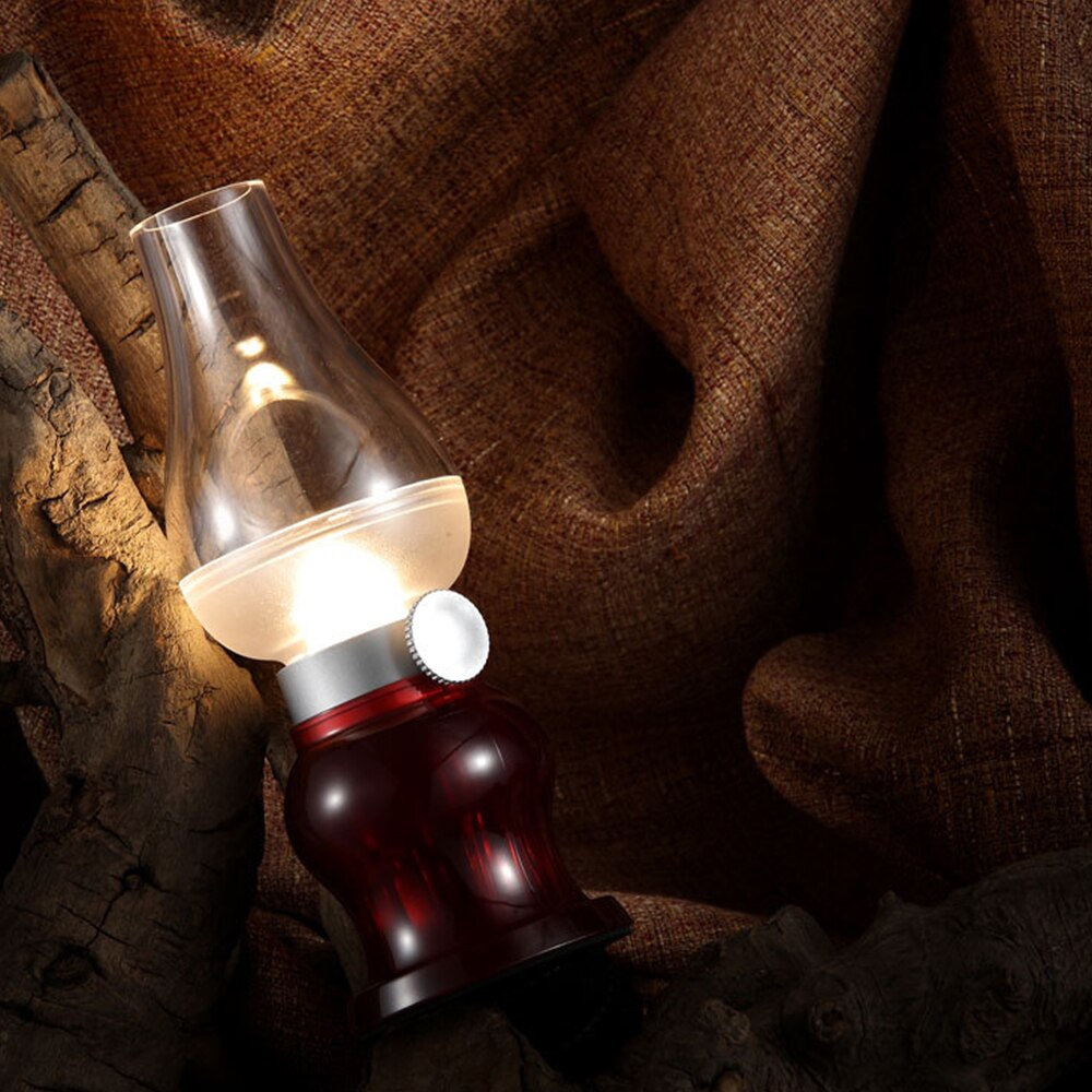 【Hey my home】Desk Light Vintage Lamp Blowing Retro Creative Kerosene Table Lamp Rechargeable LED Lamp For Reading. 