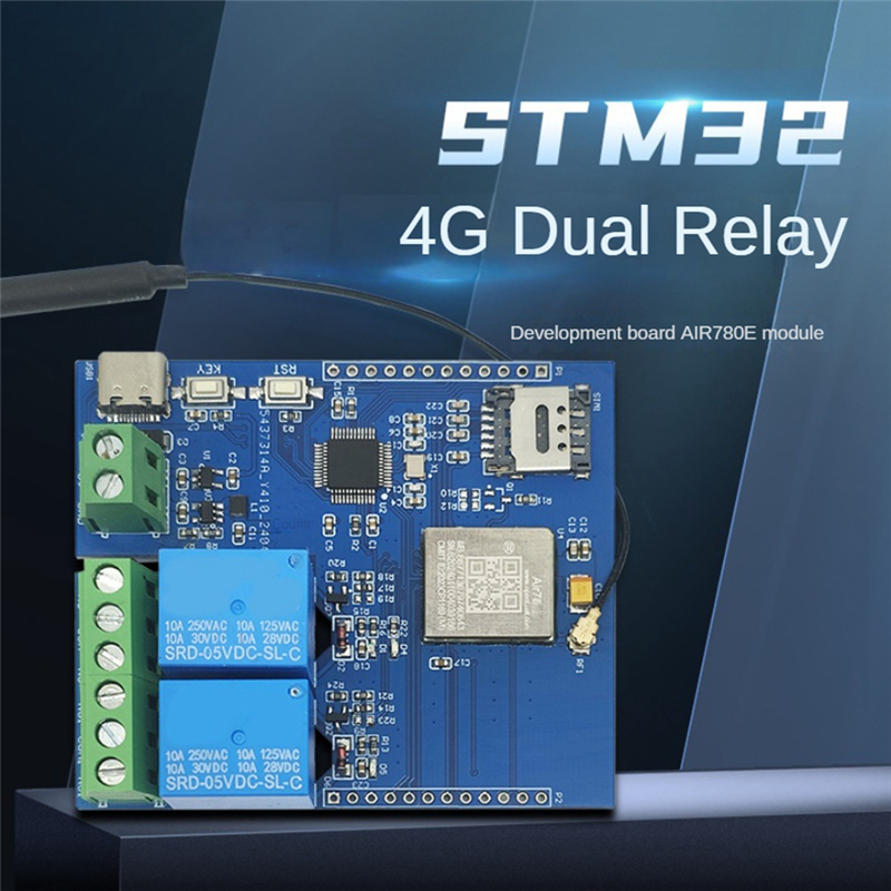 DC 5V STM32 4G Networked Dual-Way Relay Relay Development Board Onboard AIR780E Module I/O Port STM32 Development Board. 