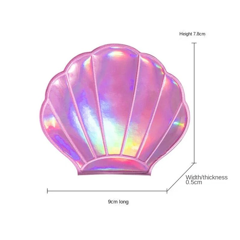 Dream Laser Color Shell Shape Makeup Mirror 2X Magnifying Mirror Portable Double-sided Folding Pocket Kawaii Makeup Accessories. 