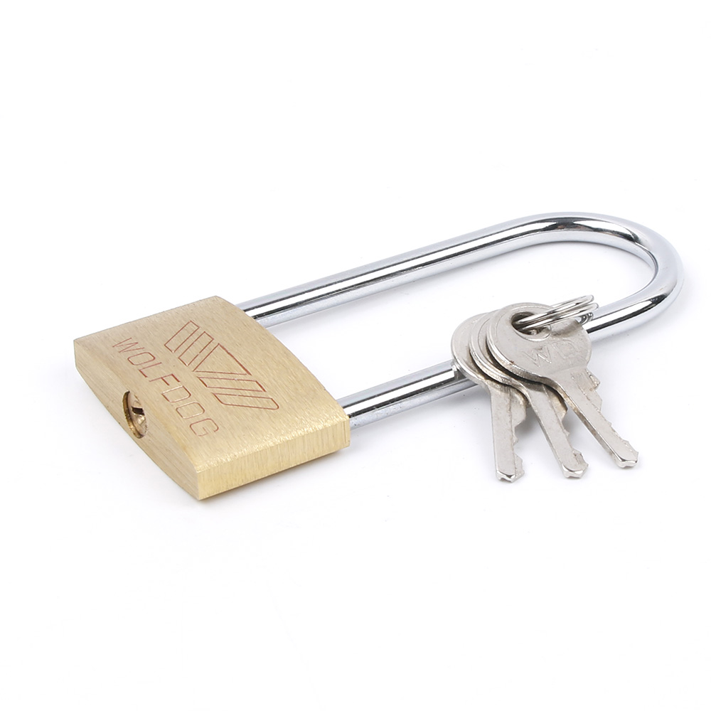 New Brass Padlock Long Shackle Travel Luggage/Suitcase/Gate Lock Security 3 Keys. 