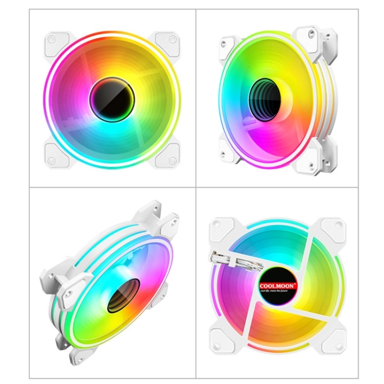 COOLMOON 12cm Infinity Lens Computer Cooling Fan PWM ARGB Chassis Cooling Fan WF1 (Black)/WF1 (White). 