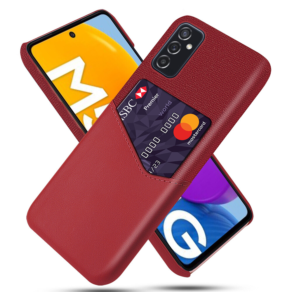 lthmy for Samsung Galaxy M52 Creative Cloth PU Leather Card Slot Case Hard PC Cover